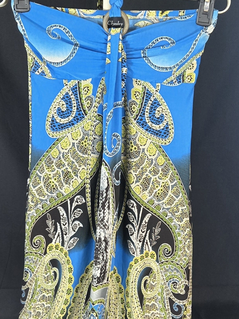 Chesley Multicolor Paisley Print Blouse - Blue, Black, Yellow, Green, Gray #217